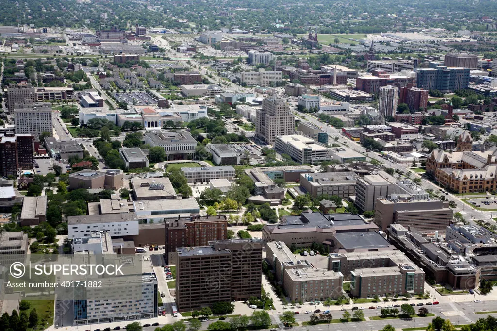 Aerial of Midtown Detroit, MI