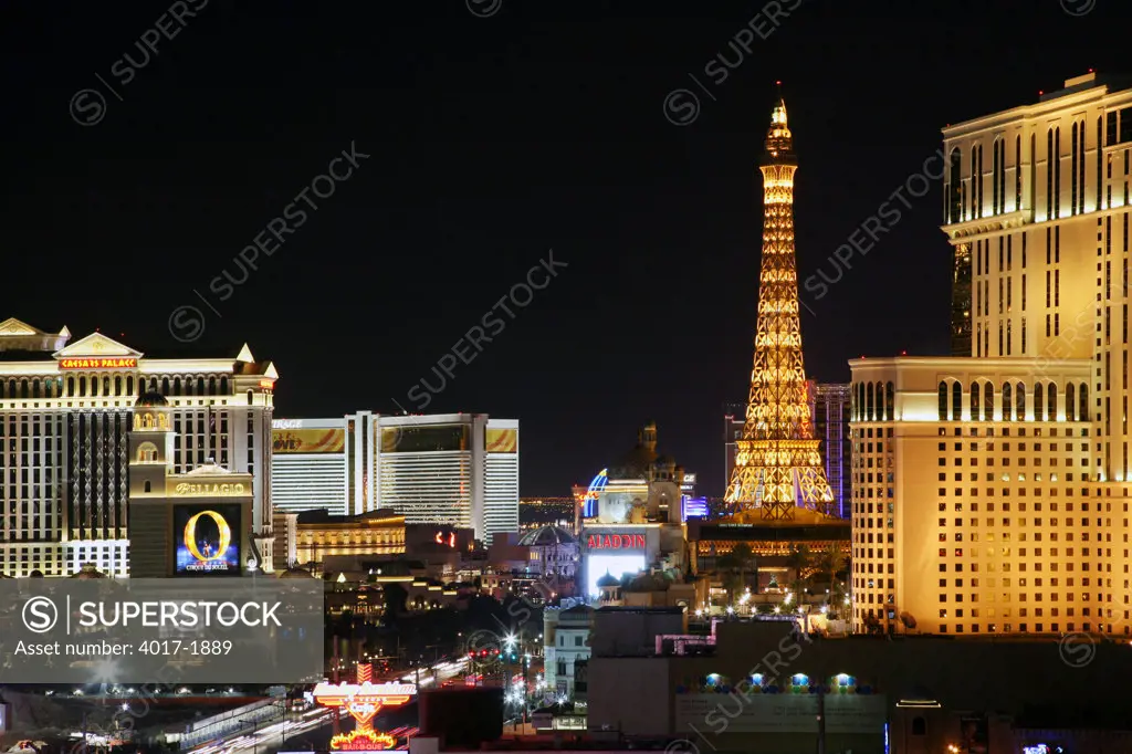Eiffel Tower at Paris Casino and Hotel dominates the Las Vegas Strip Skyline