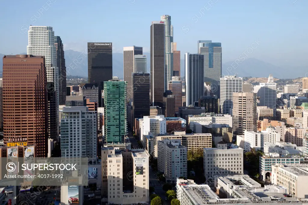 Aerial of the Los Angeles Downtown Skyline