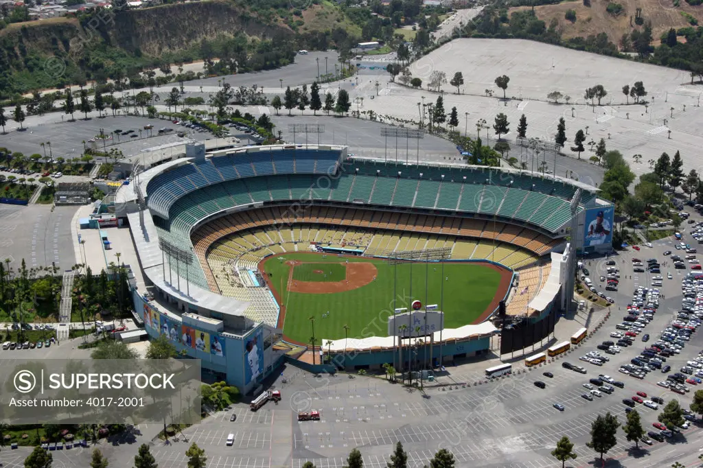 Aerial of Dodger Stadium, Los Angeles, California
