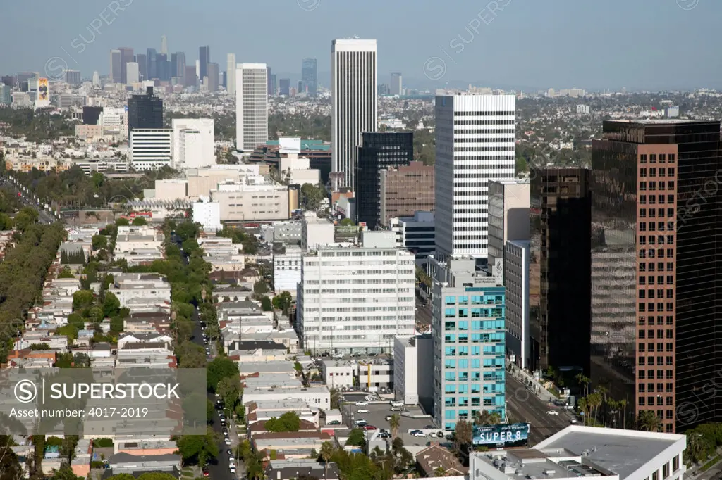 Aerial of the Miracle Mile District in Los Angeles, California