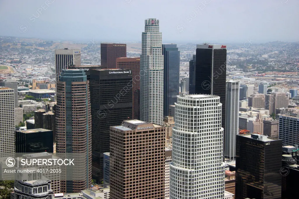 Close up view of the downtown LA skyline