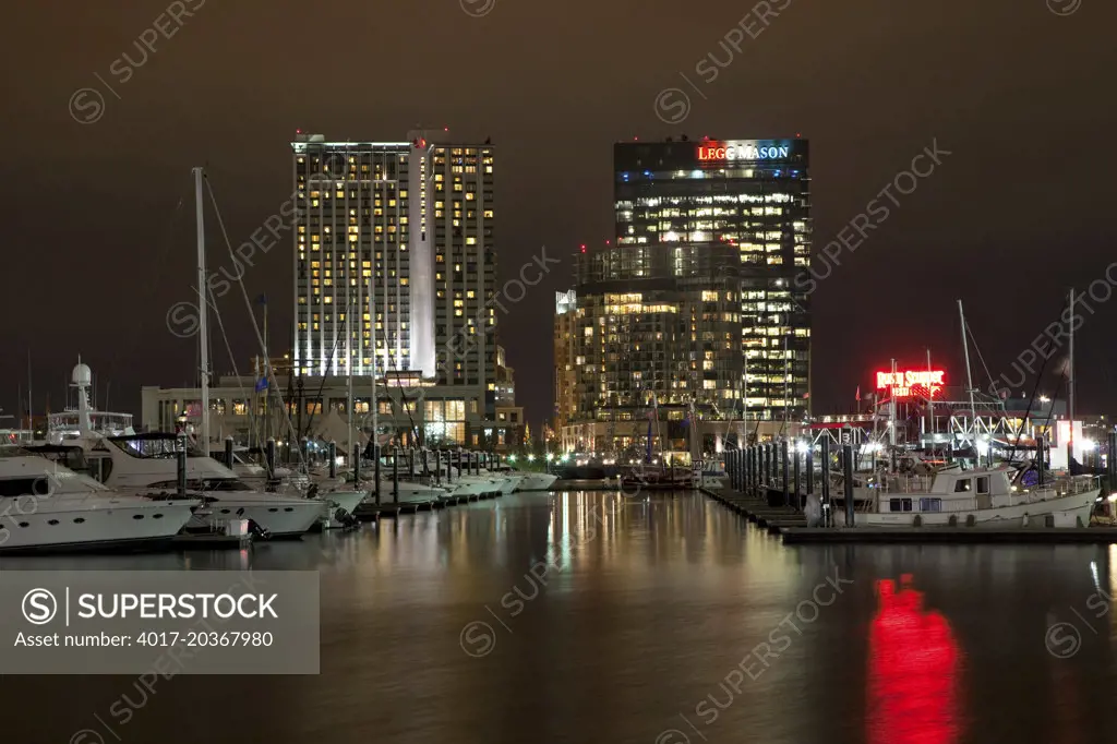  Downtown Baltimore, Maryland at night during the Sailabration in the Inner Harbor