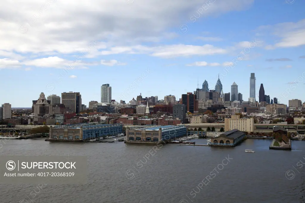 Philadelphia Skyline and waterfront along the Delaware River