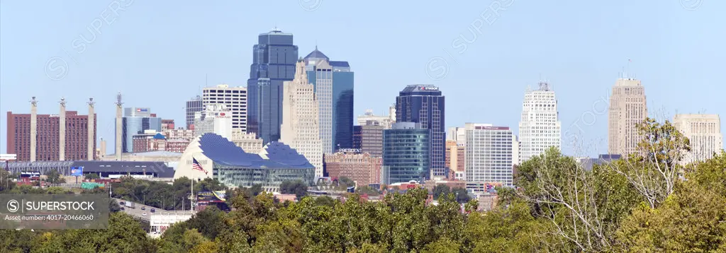 Panoramic photograph of the Kansas City Missouri cityscape