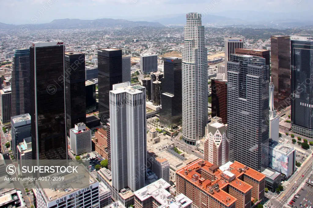 Aerial of the Downtown Los Angeles Skyline