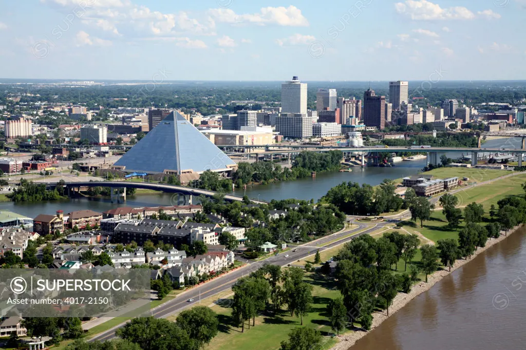 The Pyramid Arena with Memphis Skyline in Background