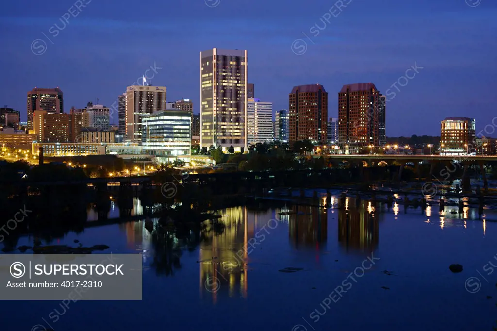 Richmond, Virginia Skyline from the James River at Night