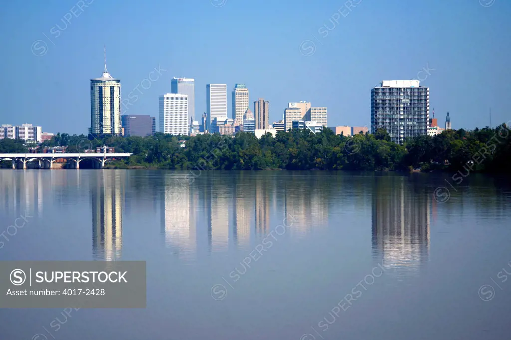 Tulsa Oklahoma Downtown Skyline along Arkansas River