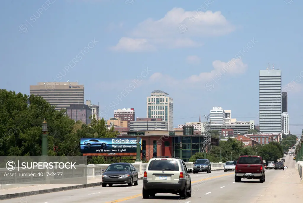 Cars moving on a bridge, Meeting Street Bridge, Columbia, South Carolina, USA