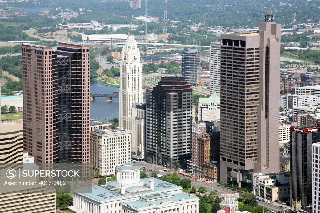 Aerial view of downtown Columbus, Ohio, USA