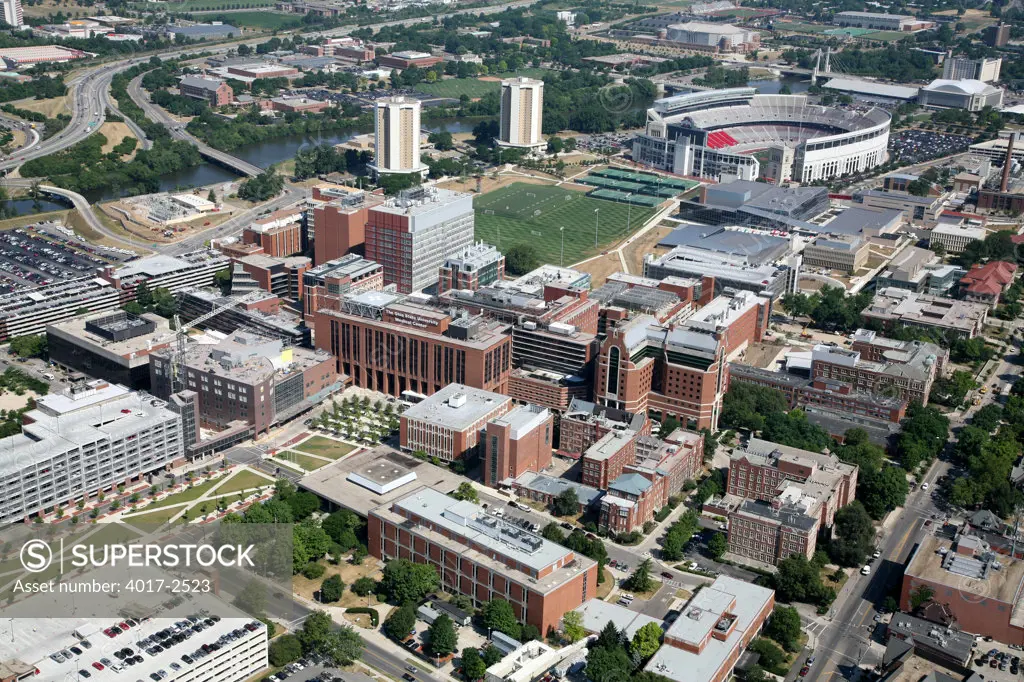 Aerial view of Ohio State University, Columbus, Ohio, USA