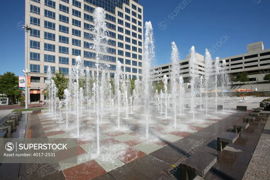 Fountains in the Crown Center areas of Kansas City, Missouri, USA