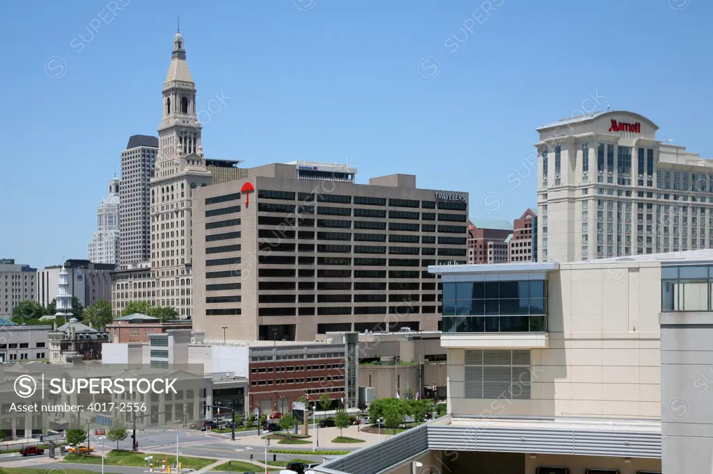 Buildings in downtown, Connecticut Convention Center, Hartford, Connecticut, USA