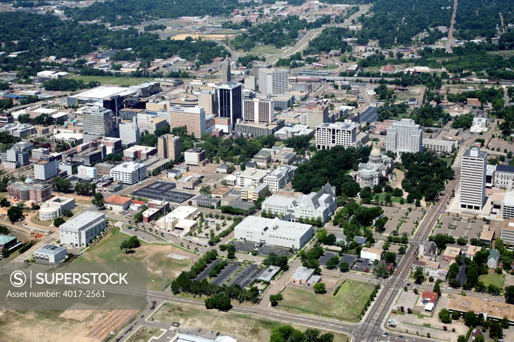 Aerial view of a cityscape, Jackson, Hinds County, Mississippi, USA