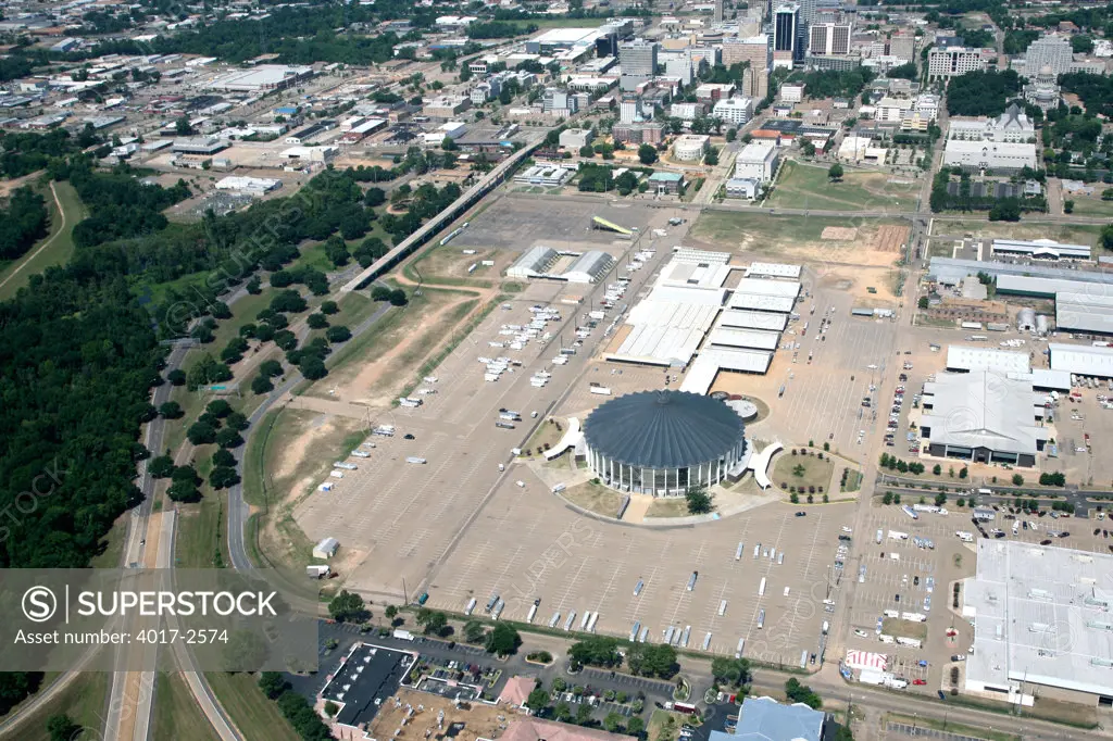Aerial view of the Mississippi Coliseum, Jackson, Hinds County, Mississippi, USA