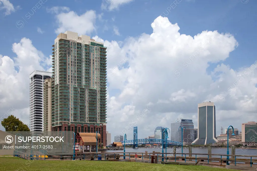 Skyscrapers in a city, St. John's River, Jacksonville, Florida, USA