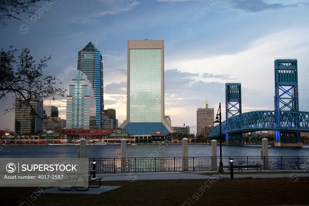 Skyscrapers at the waterfront, St. John's River, Jacksonville, Florida, USA