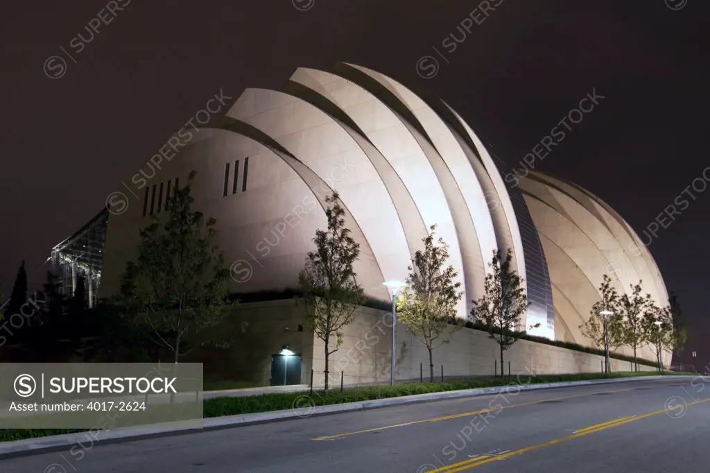 The Kauffman Center for the Performing Arts at dusk in downtown Kansas City, Missouri, USA