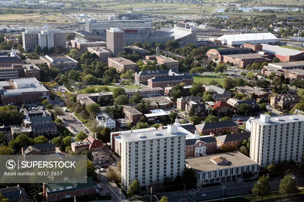 Aerial view of a university buildings, University Of Nebraska-Lincoln, Lincoln, Lancaster County, Nebraska, USA