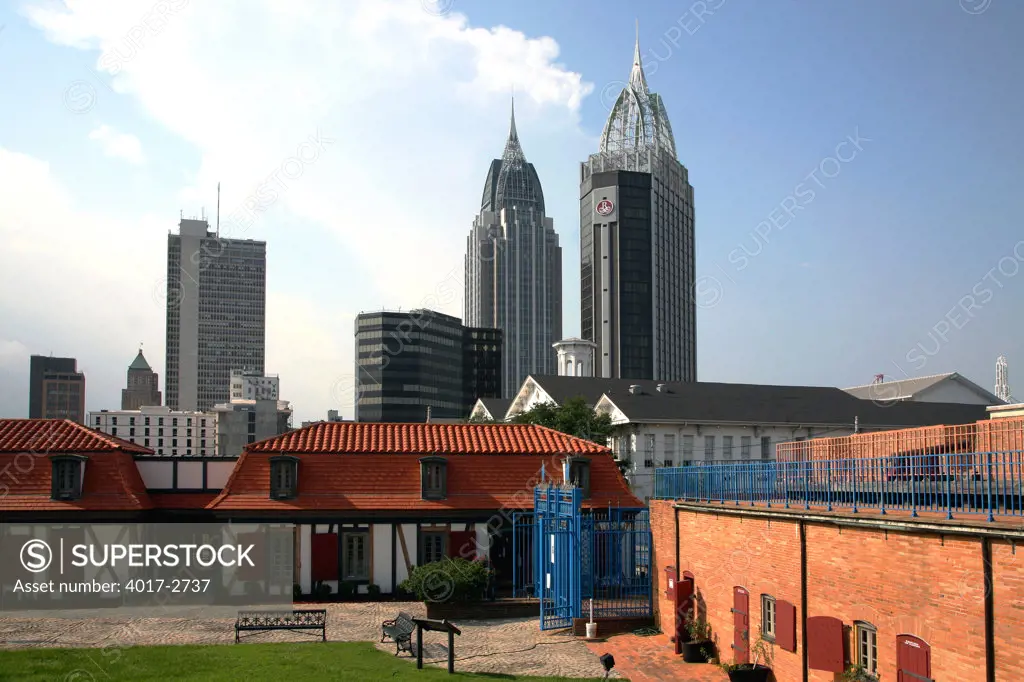 Skyscrapers in a city, Fort Conde, RSA Battle House Tower, Mobile, Alabama, USA
