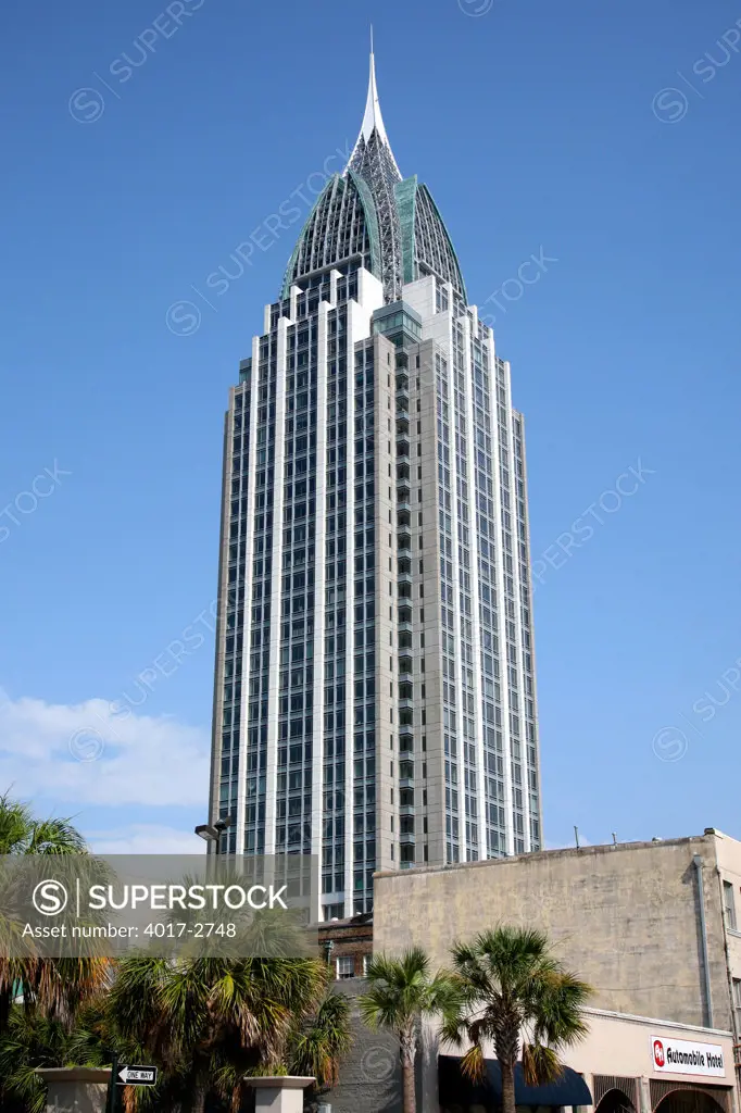 Low angle view of skyscrapers, Mobile, Alabama, USA