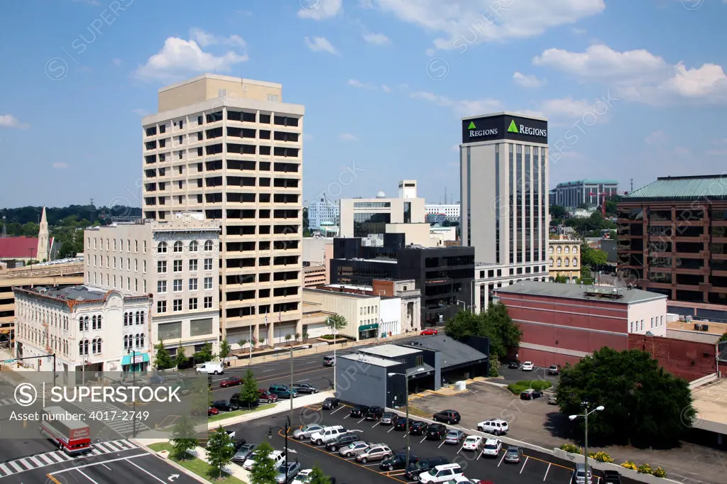 Aerial view of a cityscape, Regions Center, Montgomery, Alabama, USA