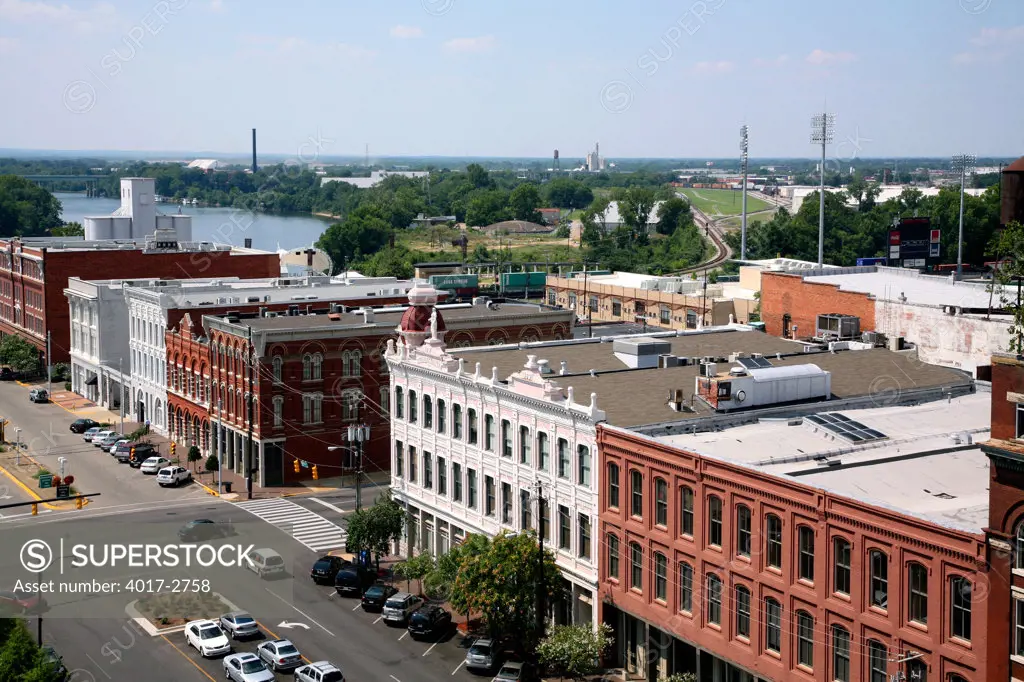 Buildings in a city with the Alabama River in the background, Montgomery, Alabama, USA