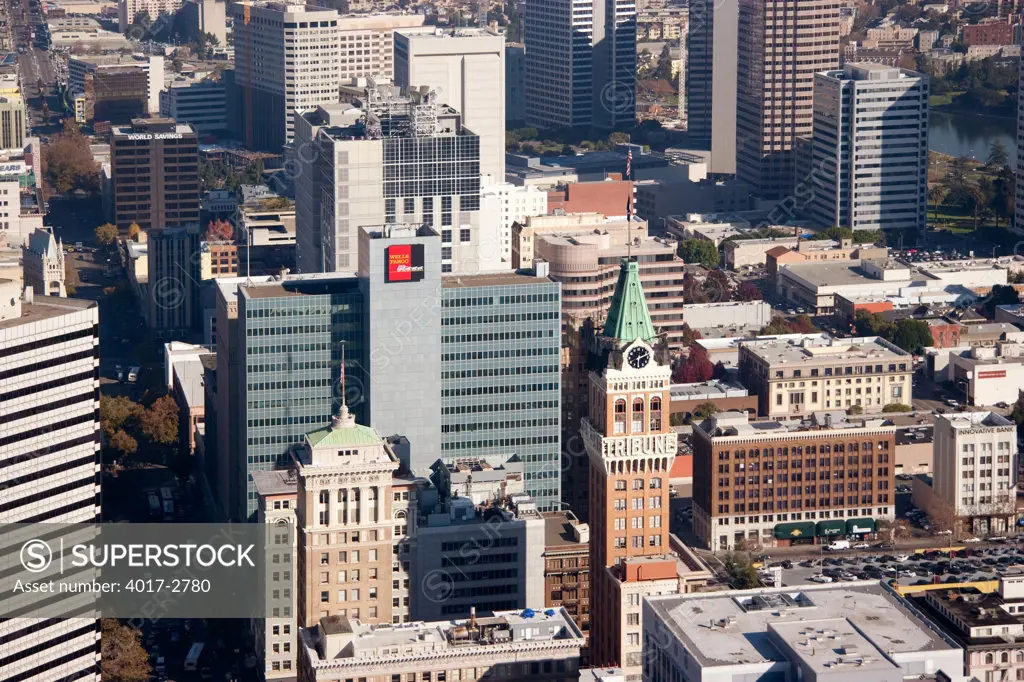 Aerial view of a city, Tribune Tower, Oakland, California, USA