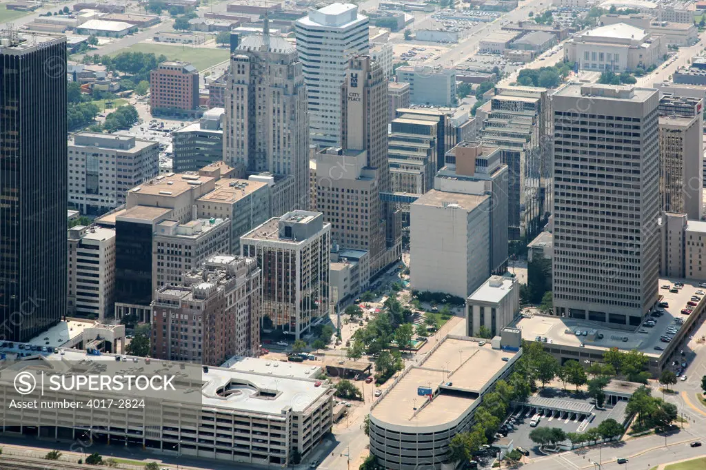 Aerial view of downtown Oklahoma City, Oklahoma, USA