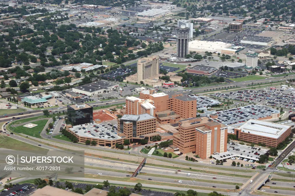 Aerial view of Integris Baptist Medical Center, Oklahoma City, Oklahoma, USA