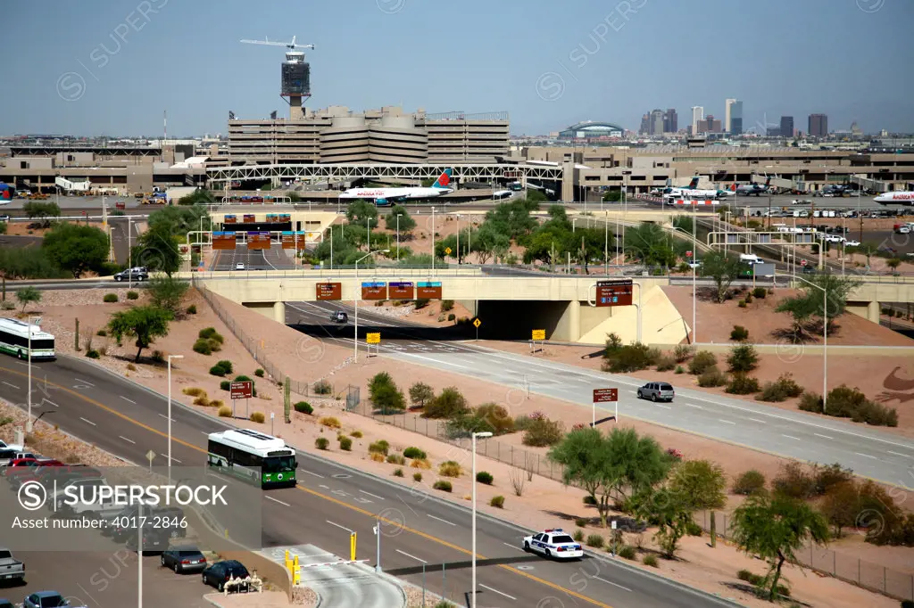 Aerial view of a city, Sky Harbor International Airport, Phoenix, Arizona, USA