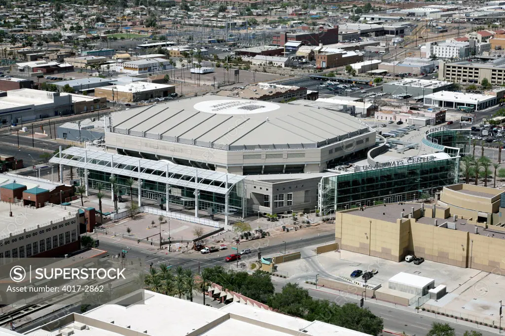Aerial view of a city, US Airways Center, Phoenix, Arizona, USA