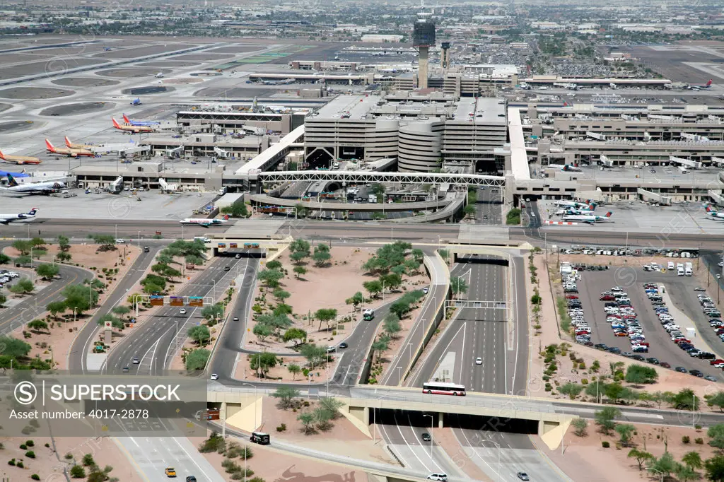 Aerial view of the Sky Harbor International Airport, Phoenix, Arizona, USA