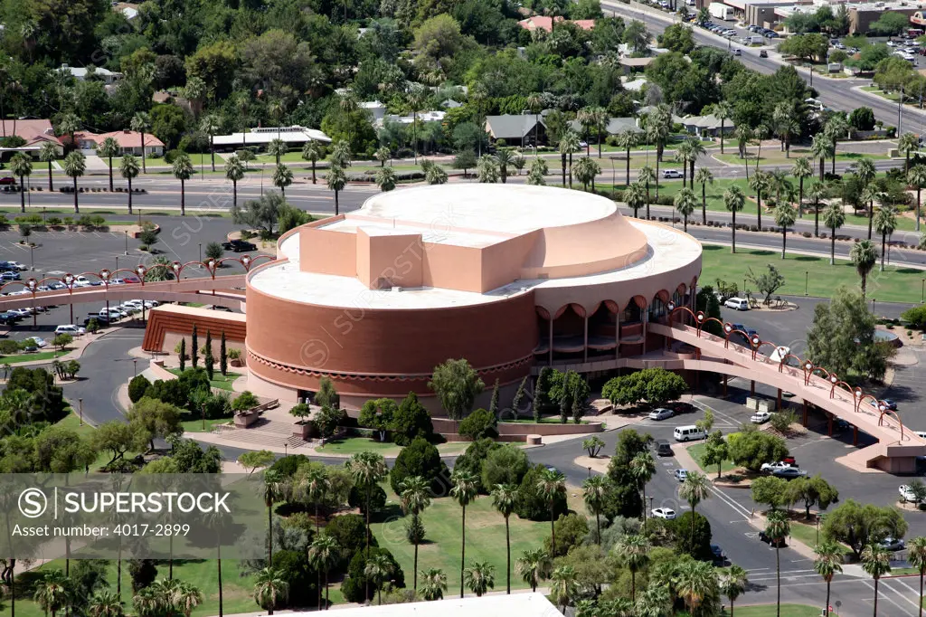 Aerial view of Grady Gammage Memorial Auditorium, Tempe, Phoenix, Arizona, USA