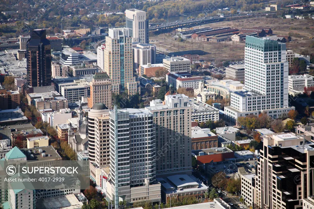 Aerial view of a city, Sacramento, California, USA