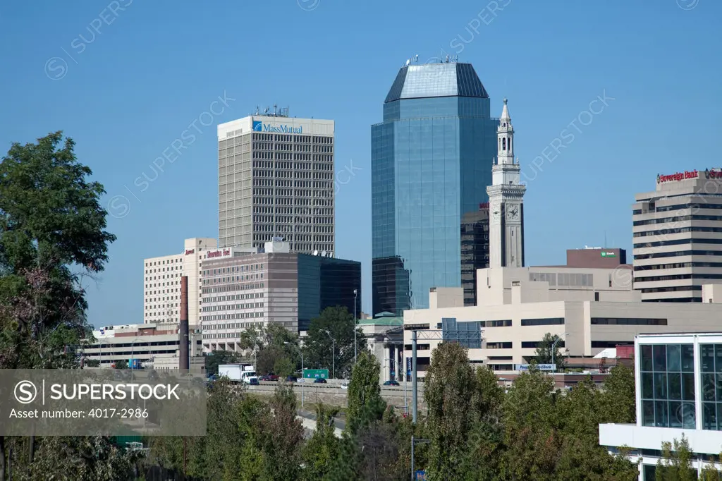 Downtown skyline of Springfield, Massachusetts, USA
