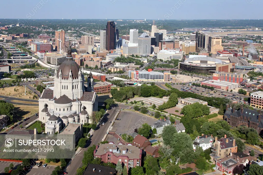 Aerial view of a city, Cathedral of St. Paul, St. Paul, Minnesota, USA