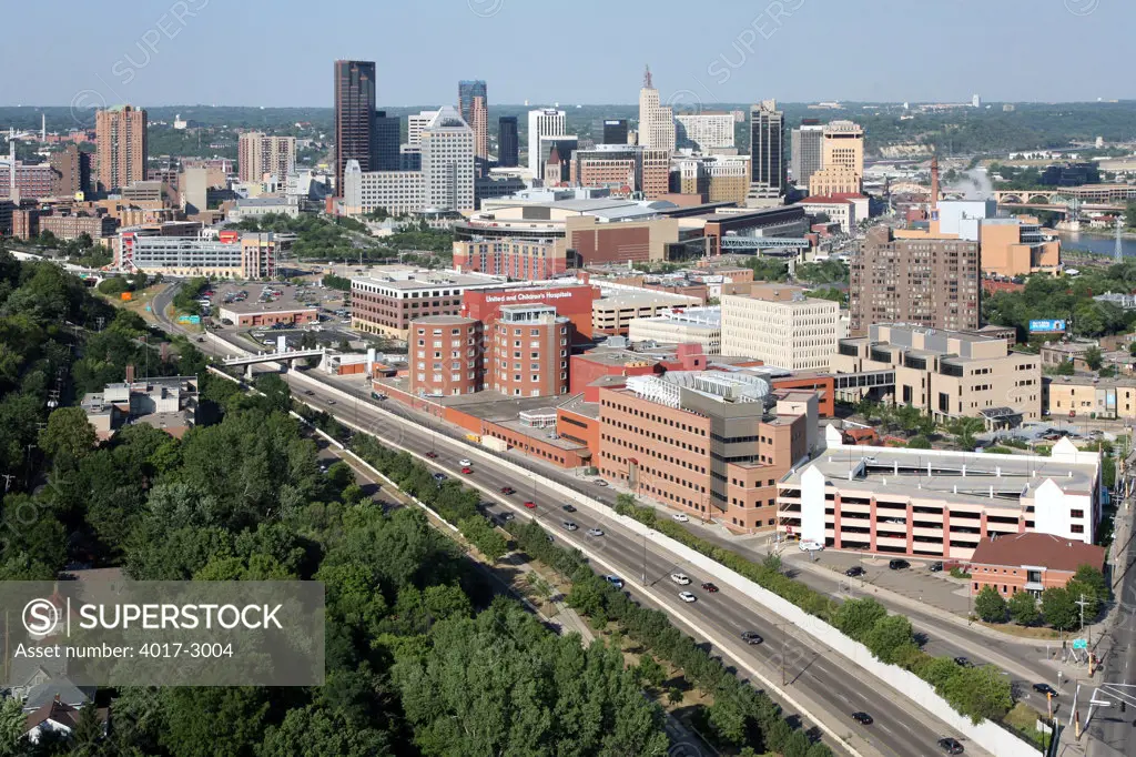 Aerial view of a city, Children's Hospitals, St. Paul, Minnesota, USA