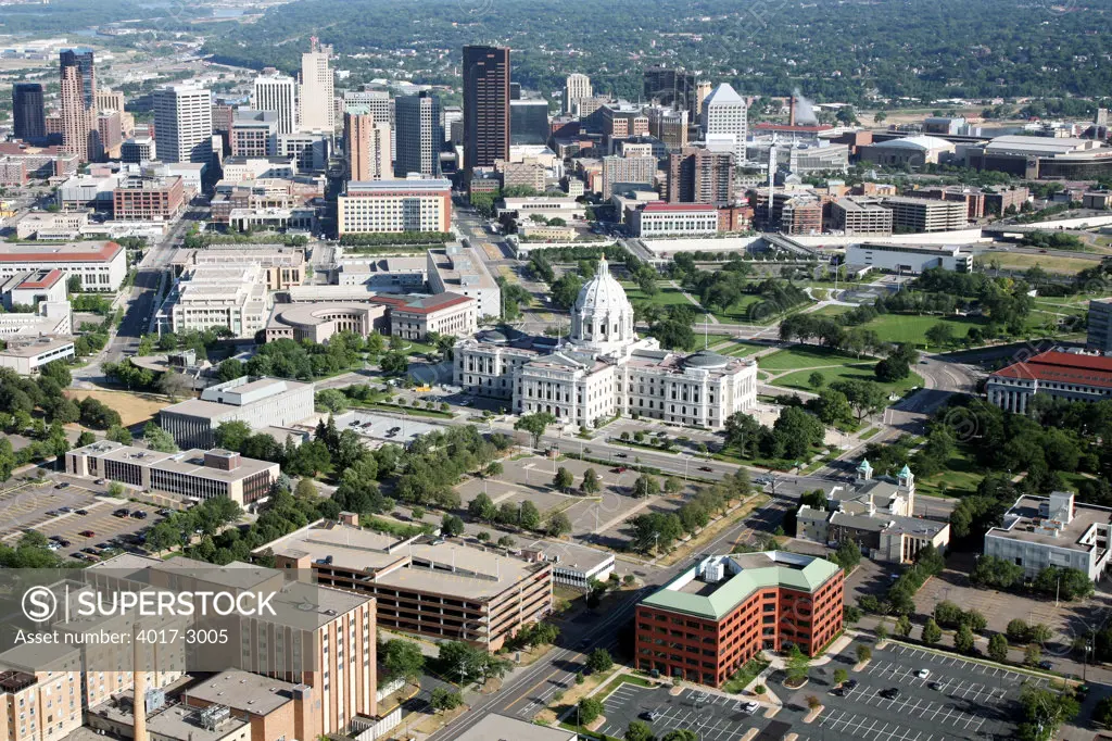 Aerial view of a city, St. Paul, Minnesota, USA