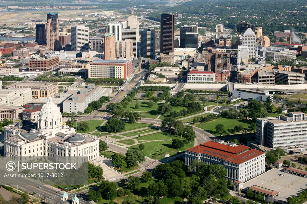 Aerial view of a city, Minnesota State Capitol, St. Paul, Minnesota, USA
