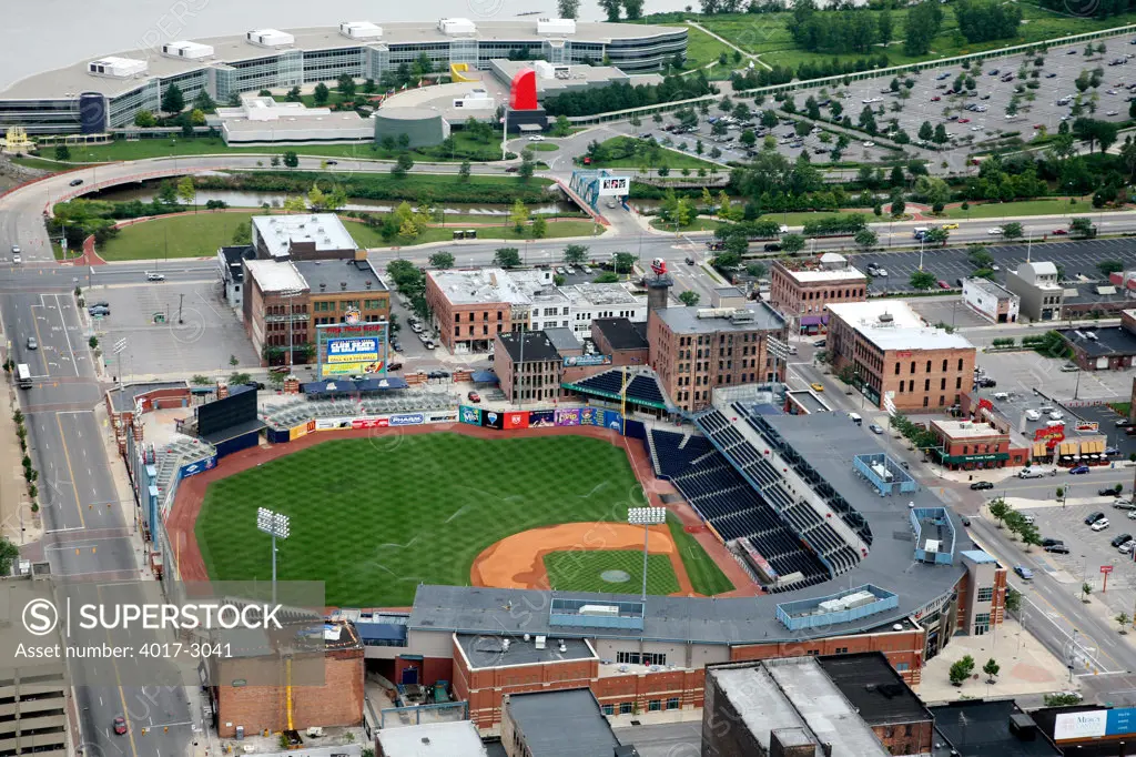 Aerial view of Fifth Third Field in downtown Toledo, Ohio, USA
