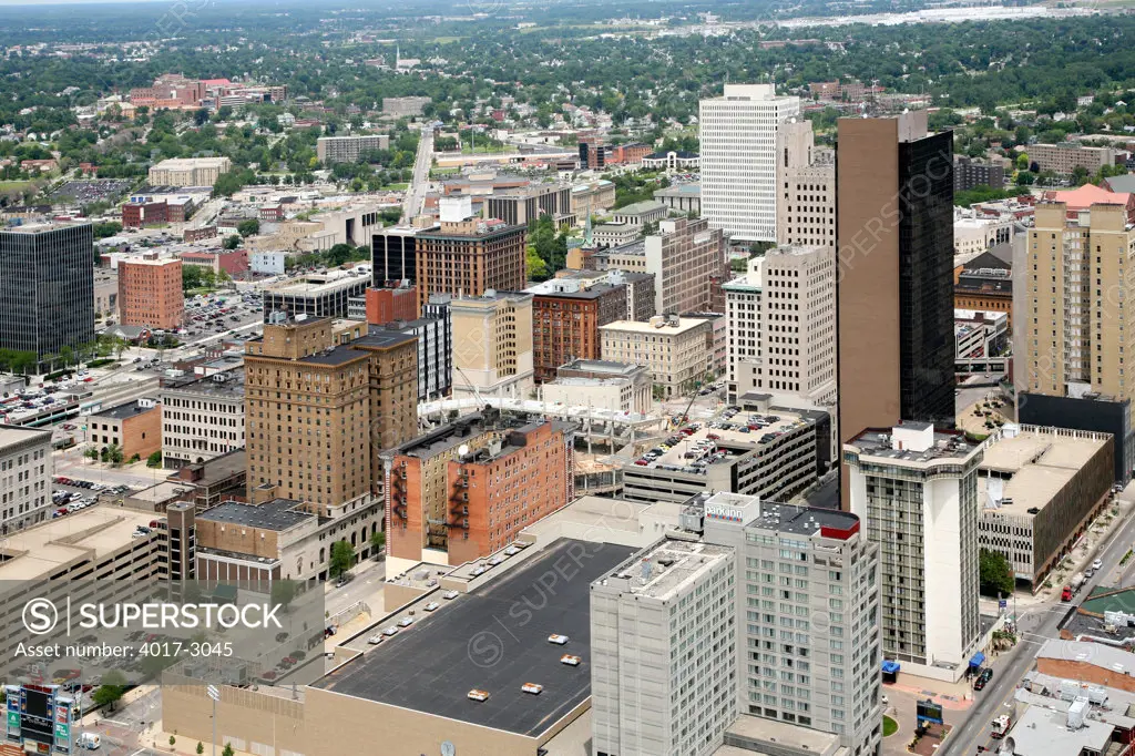 Aerial view of the downtown skyline of Toledo, Ohio, USA