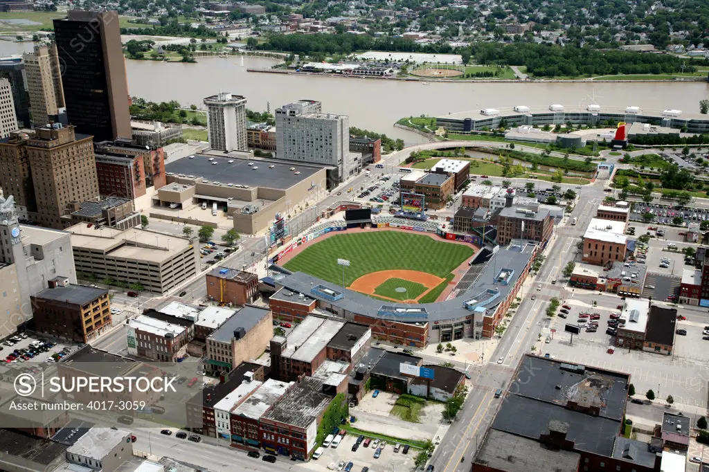 Aerial view of Fifth Third Field in downtown Toledo, Ohio, USA