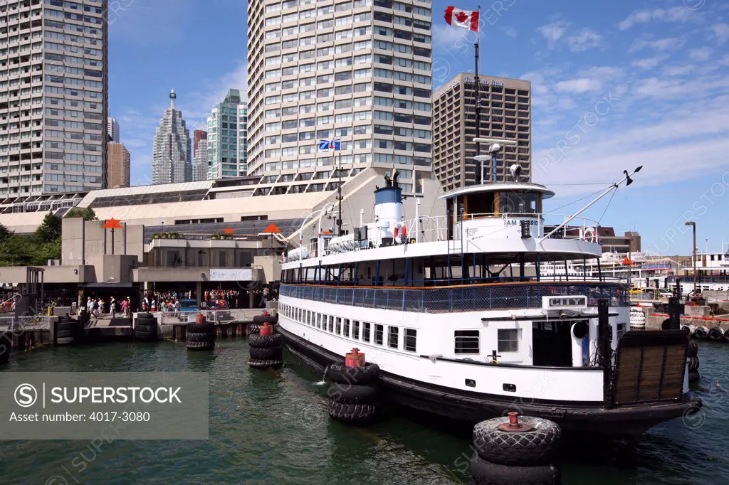 Ferry at a dock, Lake Ontario, Toronto Island, Toronto, Ontario, Canada