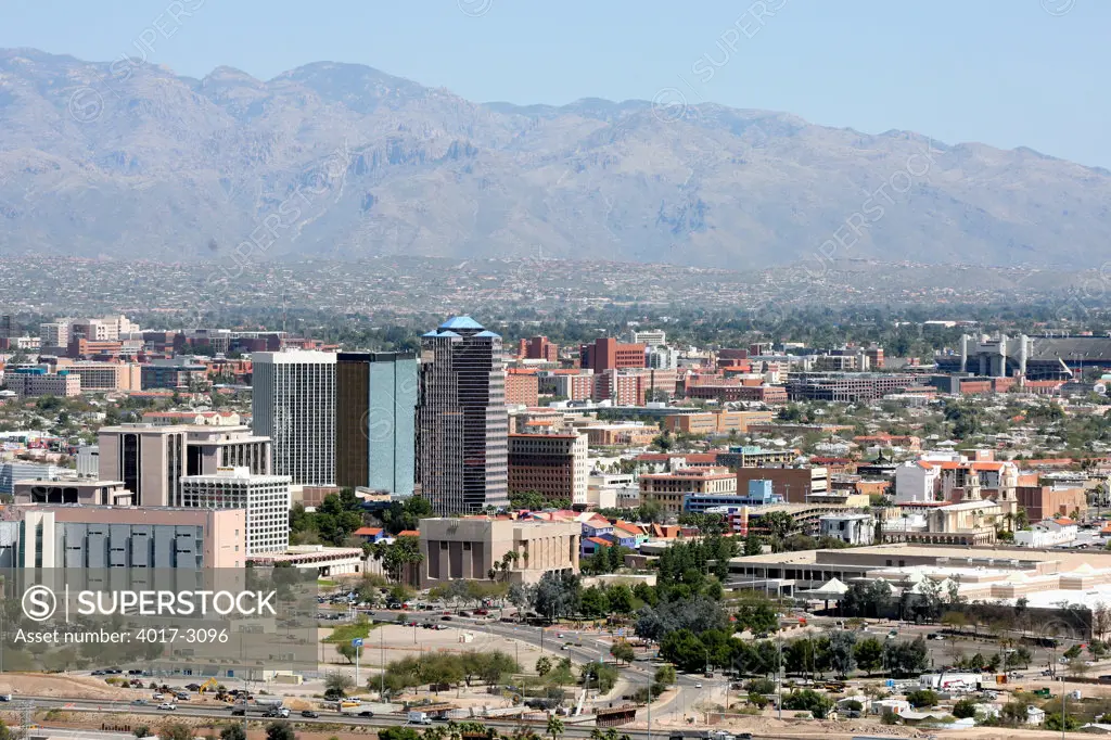Aerial view of a cityscape, Bank of America Tower, Unisource Energy Tower, Tucson, Arizona, USA