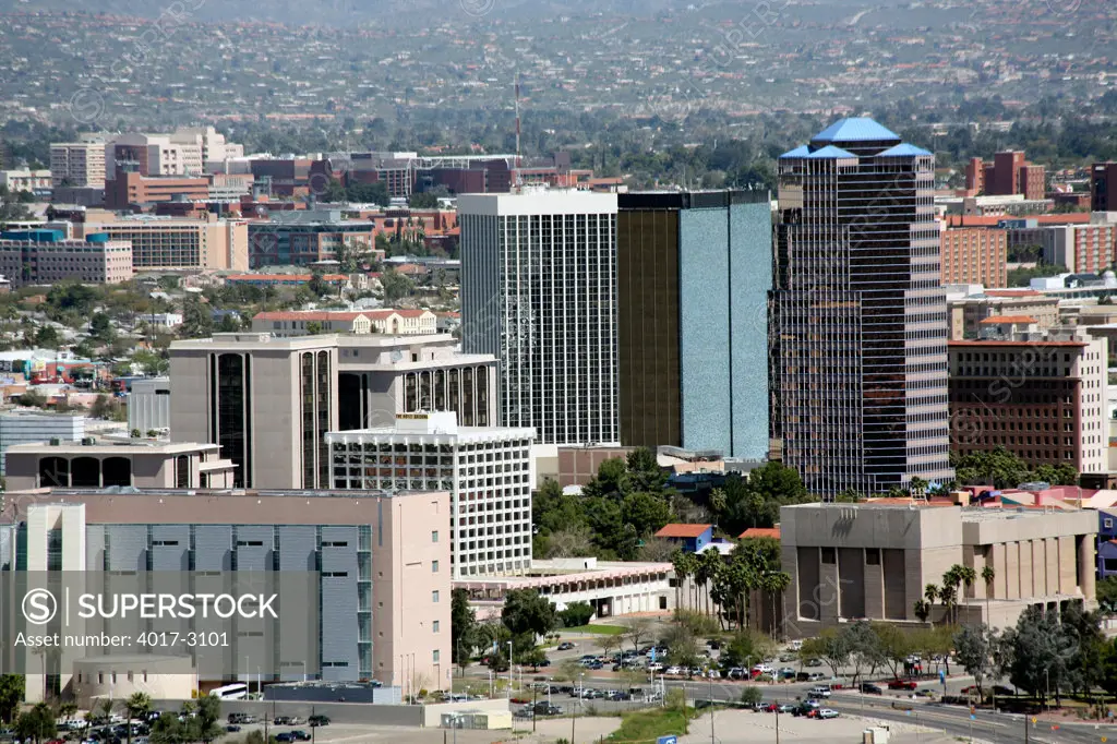 Aerial view of a cityscape, Bank of America Tower, Unisource Energy Tower, Tucson, Arizona, USA