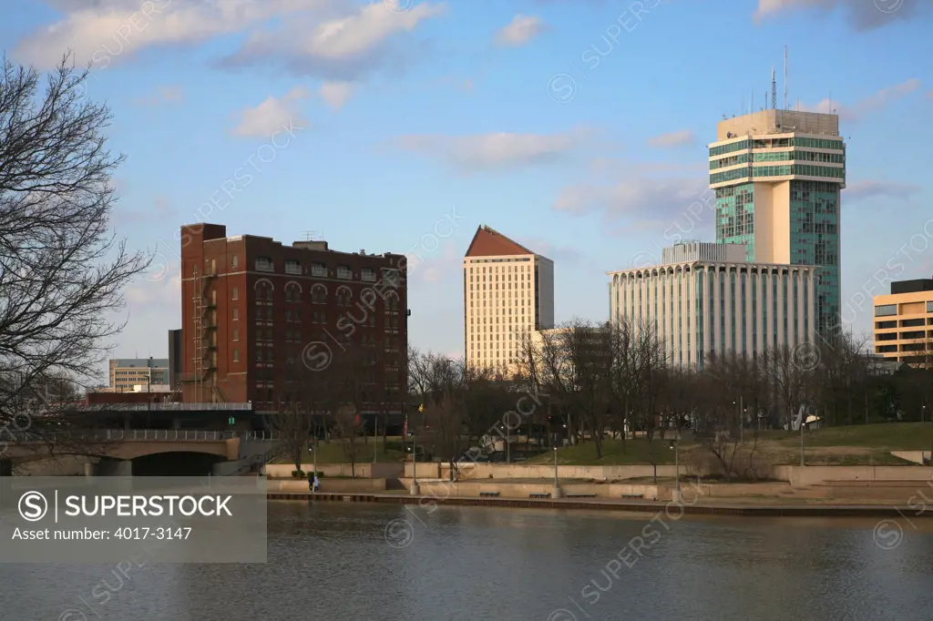 Buildings at the waterfront, Arkansas River, Wichita, Kansas, USA