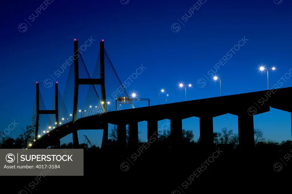 USA, Georgia, Savannah, Talmadge Memorial Bridge over Savannah River