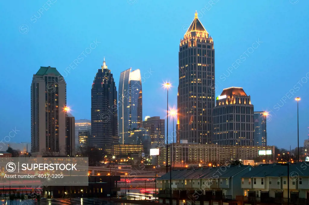 Skyline of Midtown Atlanta at dusk, Atlanta, Georgia, USA